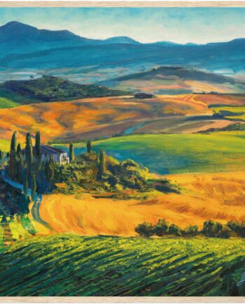 Tuscan View Art, Paper Poster and Wooden Frame | Italian Countryside